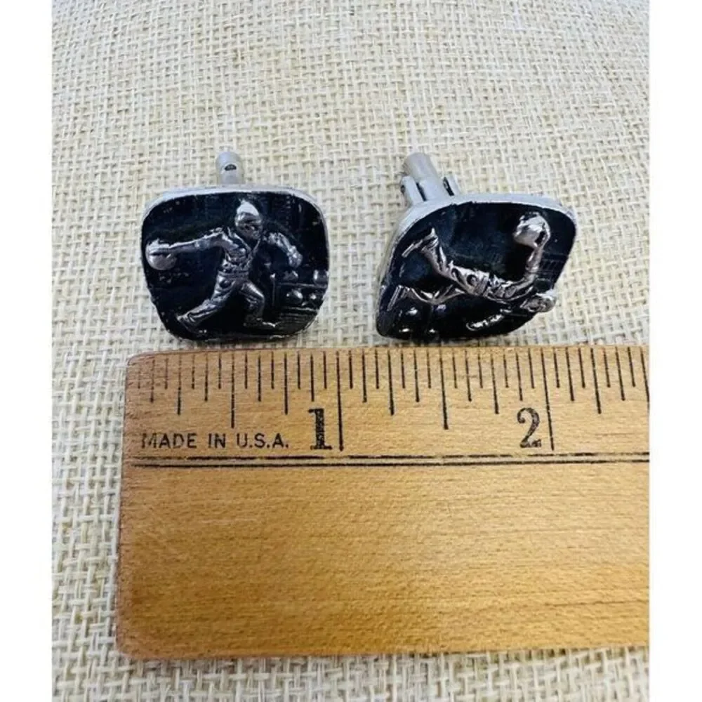 Vintage CuffLinks Featuring A‎ Bowler Bowling Sport Figure Sculpted Design Men's